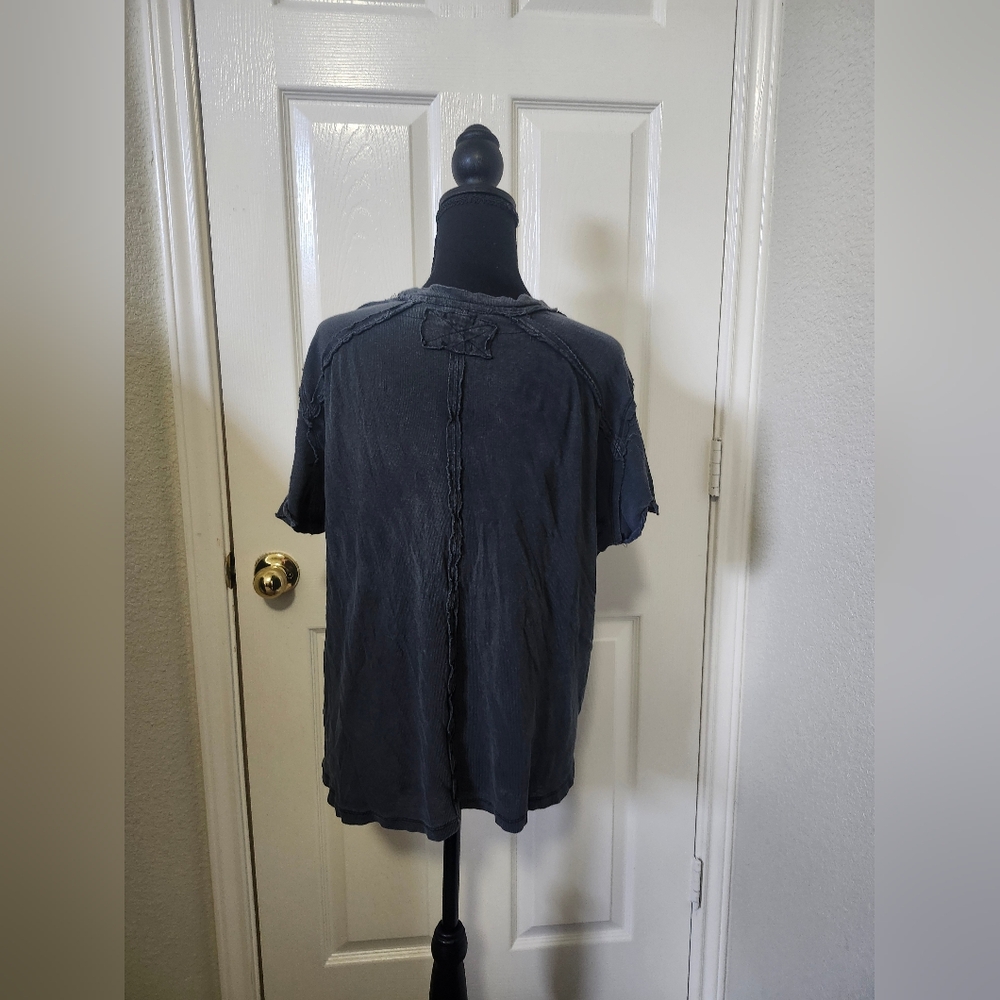 Free People We The Free Slate Blue Ribbed Riley Short Sleeve Tee XS - Picture 10 of 13